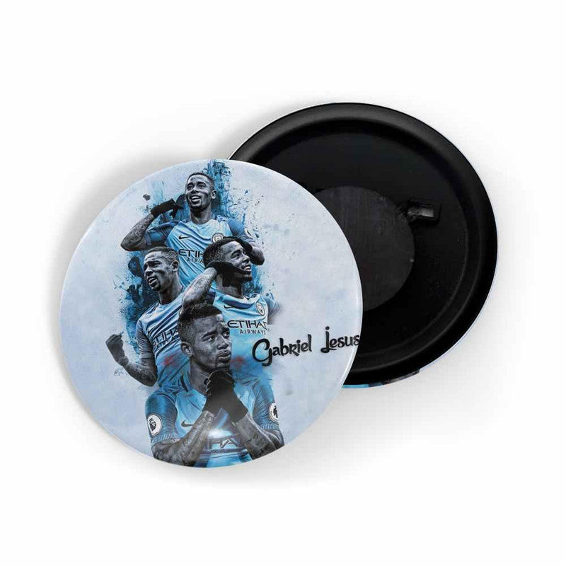dhcrafts Round Fridge Magnet Blue color Gabriel Fernando de Jesus / Gabriel Jesus Glossy Finish Design Pack of 1 (75 mm)